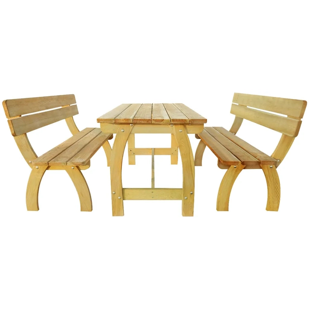 Tavolo da Birreria con 2 Panche in Legno di Pino Impregnato cod mxl 35935