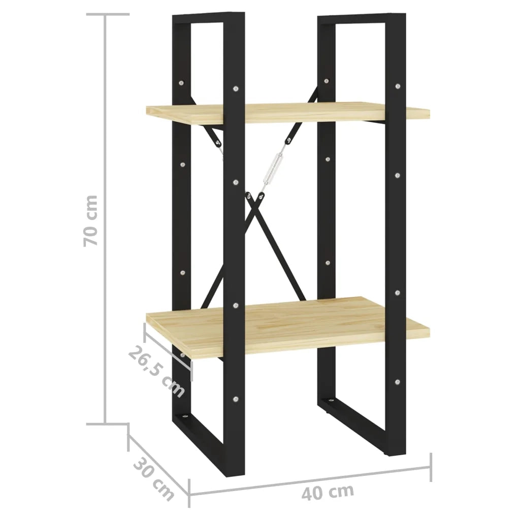 Libreria a 2 Ripiani 40x30x70 cm in Legno Massello di Pino 806412