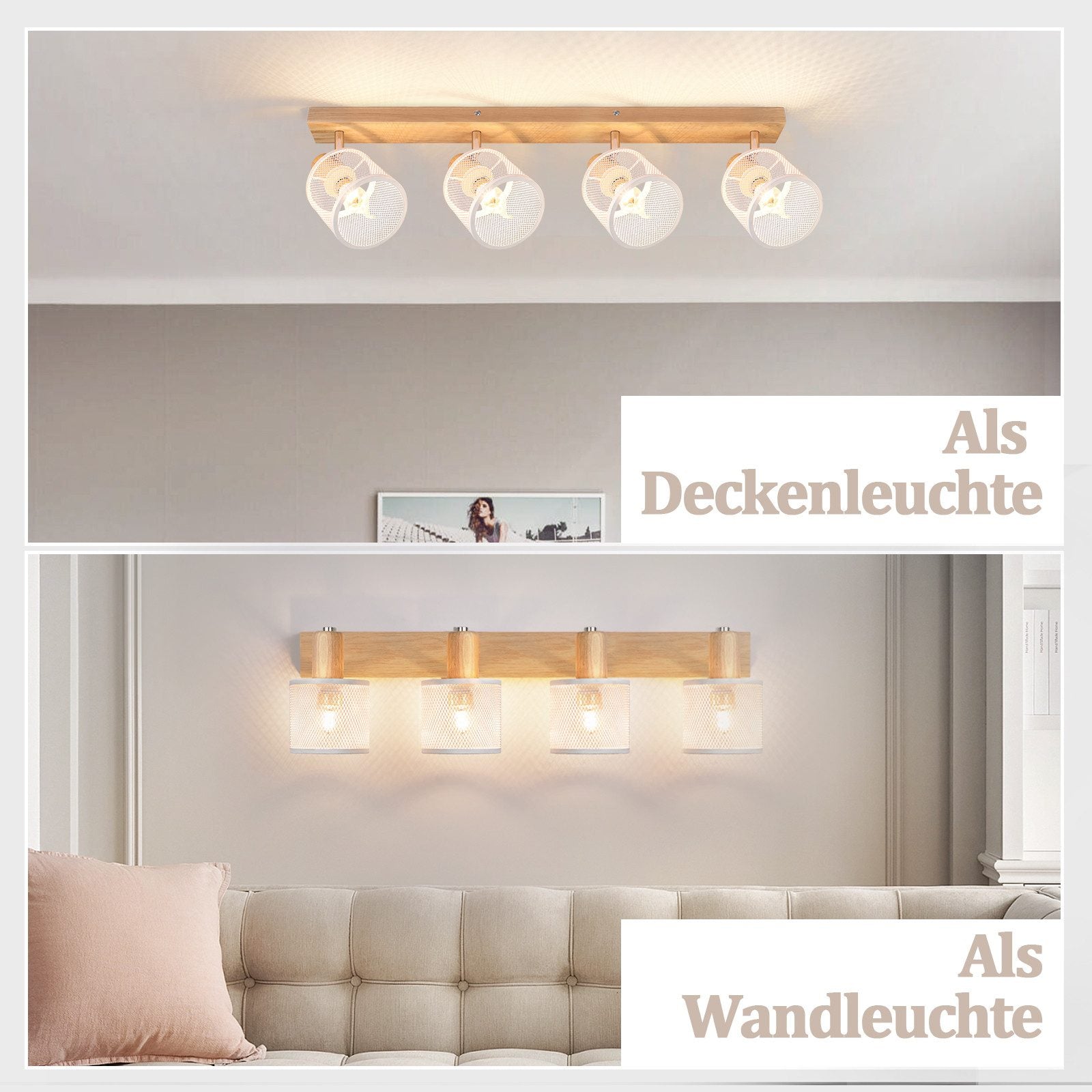 ZMH Faretto da soffitto a 4 luci E14 Bianco Moderno Lampada da soggiorno Max.25w