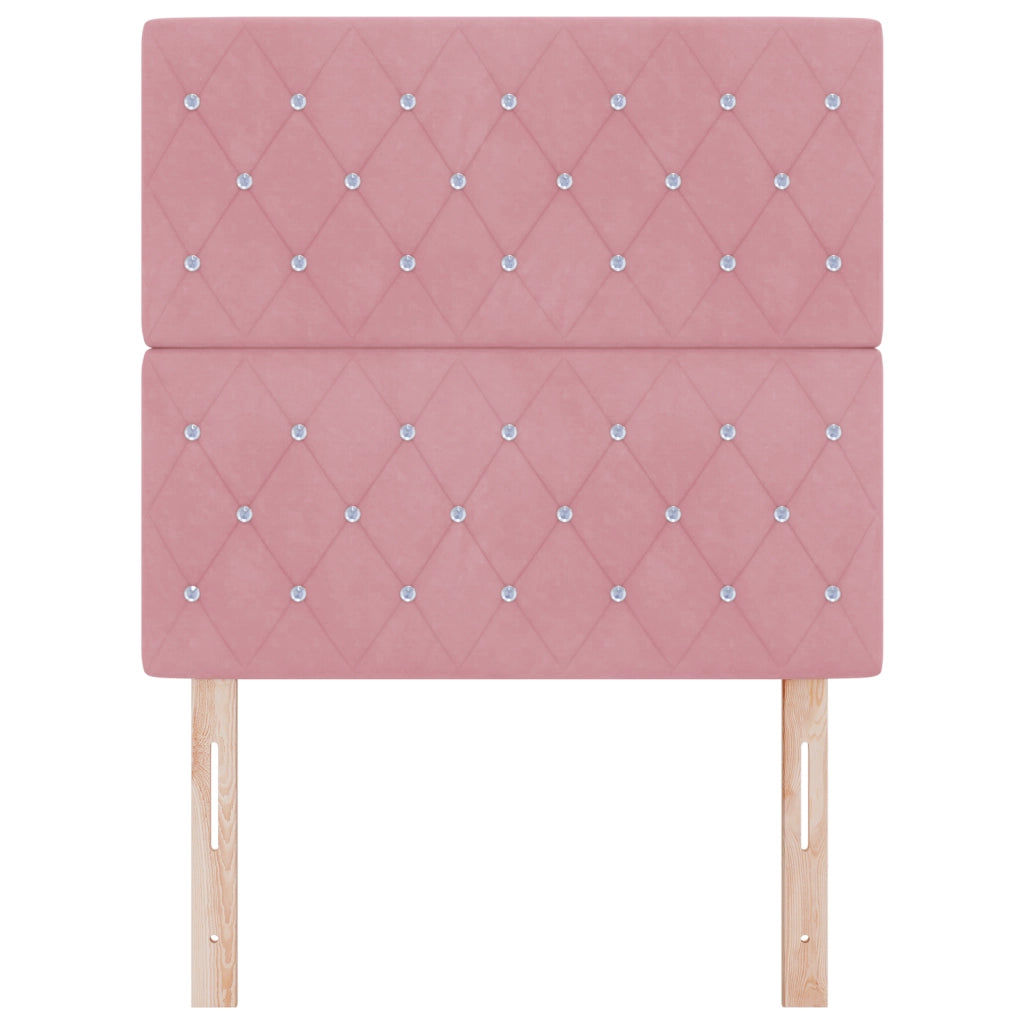 Testiera  con bottoni in cristallo tufted rosa 100 cm velluto