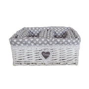 MAURY'S HEART SET 5 CESTINI RETTANGOLARI BIANCHI A POIS