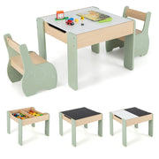 Set composto da 1 tavolo da attività 63,5 x 61,5 x 48 cm e 2 sedie ergonomiche con struttura stabile motivo elefante MDF verde 20_0009920