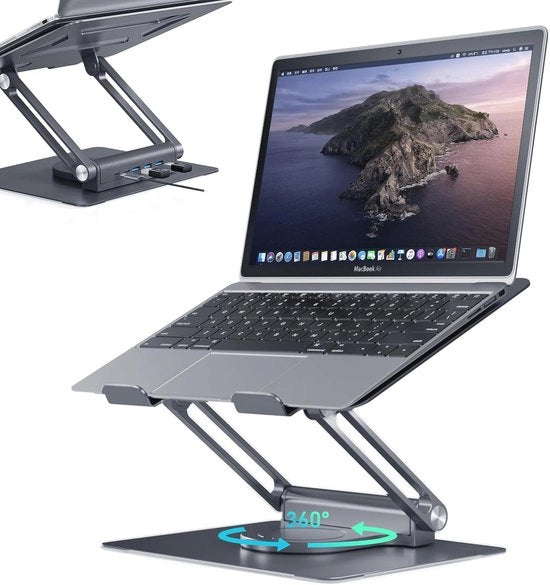 Stand per Laptop con Adattatore USB-C e USB-A – Stand per Computer Ergonomico Ripiegabile per Laptop da 7"-17