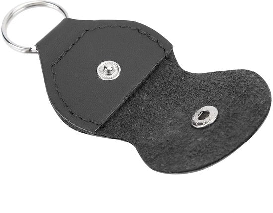 Houder per Plettro di Qualità in Pelle PU - Design di Chiusura con Funzione di Sospensione - Leggero e Compattabile - Disegno di Clic - Portaplettro