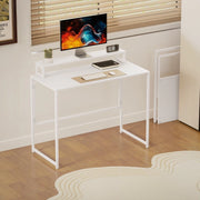 Scrivania pieghevole compatta con supporto monitor, 100 x 48 x 87,5 cm, bianca
