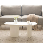 Tavolino da caffè 100x40-50x40.5 cm con design irregolare in MDF laccato bianco