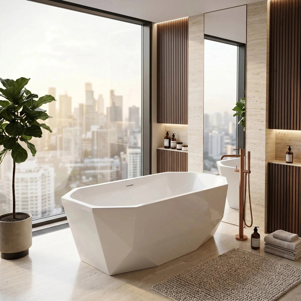 Vasca Da Bagno Freestanding Rea Diamanti 170 Copritappo oro spazzolato