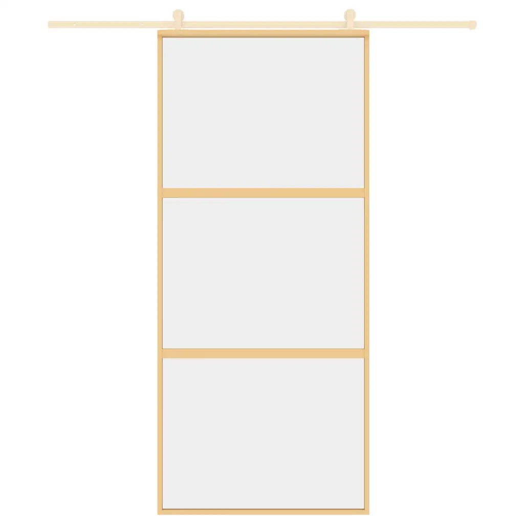 Porta Scorrevole Dorata 90x205 Vetro Trasparente ESG Alluminiocod mxl 107686