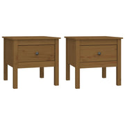 Tavolini 2 pz | Tavolo laterale Marrone Ambrato 50x50x49cm Legno Massello di Pino