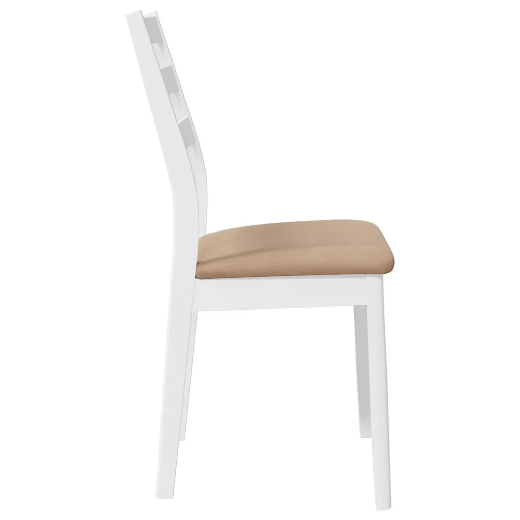 Sedie da Pranzo con Cuscini 2 pz Bianco Legno Massello di Hevea 4102522