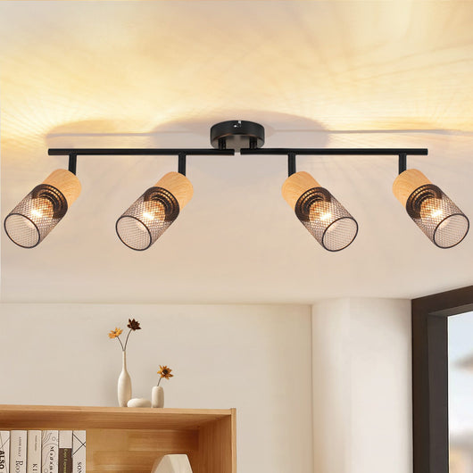 ZMH Faretto da soffitto a 4 luci orientabile a 350° nero Lampada da soggiorno vintage da corridoio