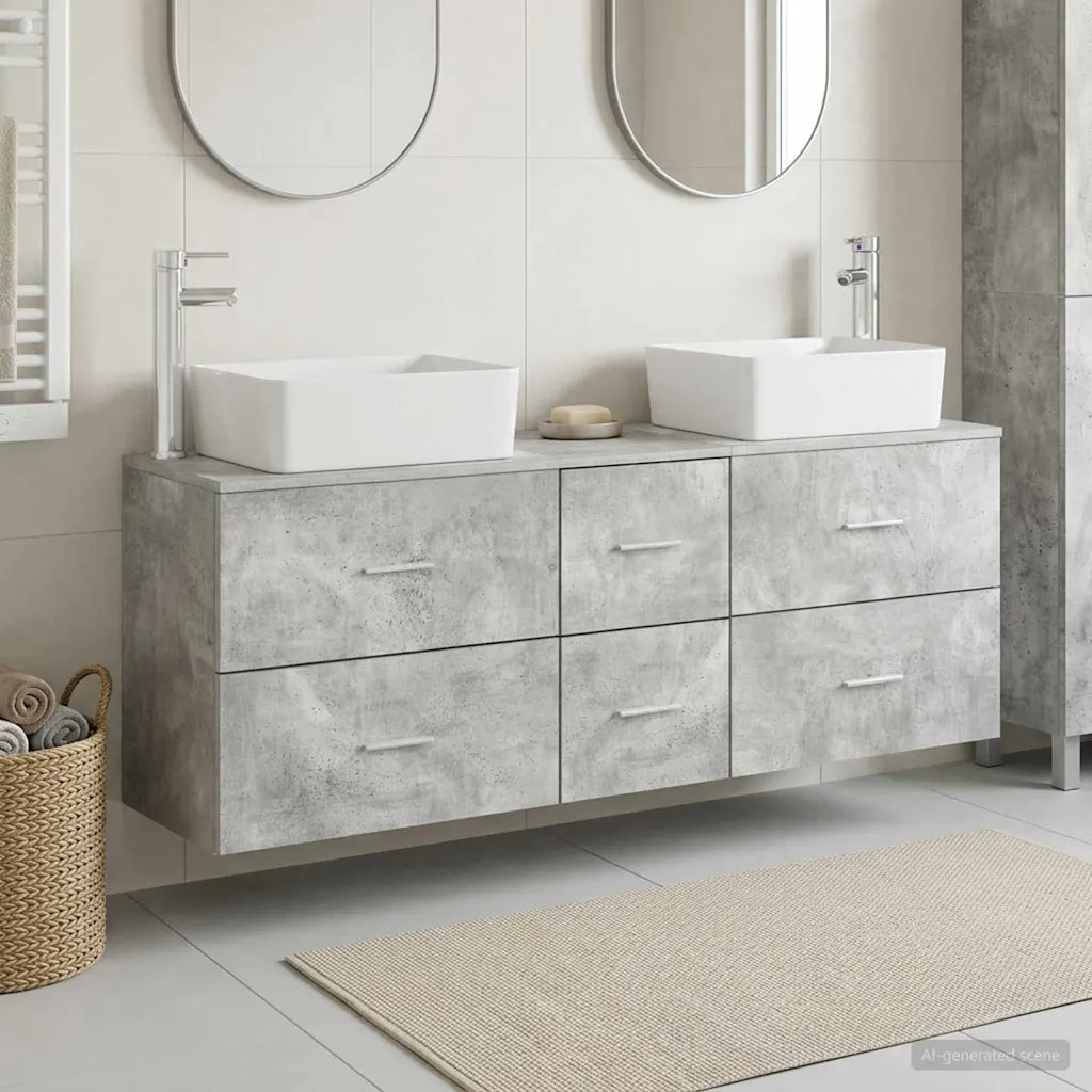 Set di Armadi da Bagno 3 pz Grigio Cemento 53 x 34,5 x 63 cm 3405862
