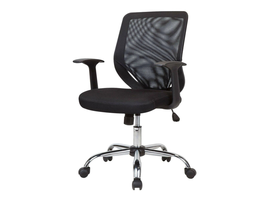 Sedia da ufficio Baradili, Poltrona direzionale a rete con braccioli, Seduta ergonomica da ufficio, 60x54h90/98 cm, Nero