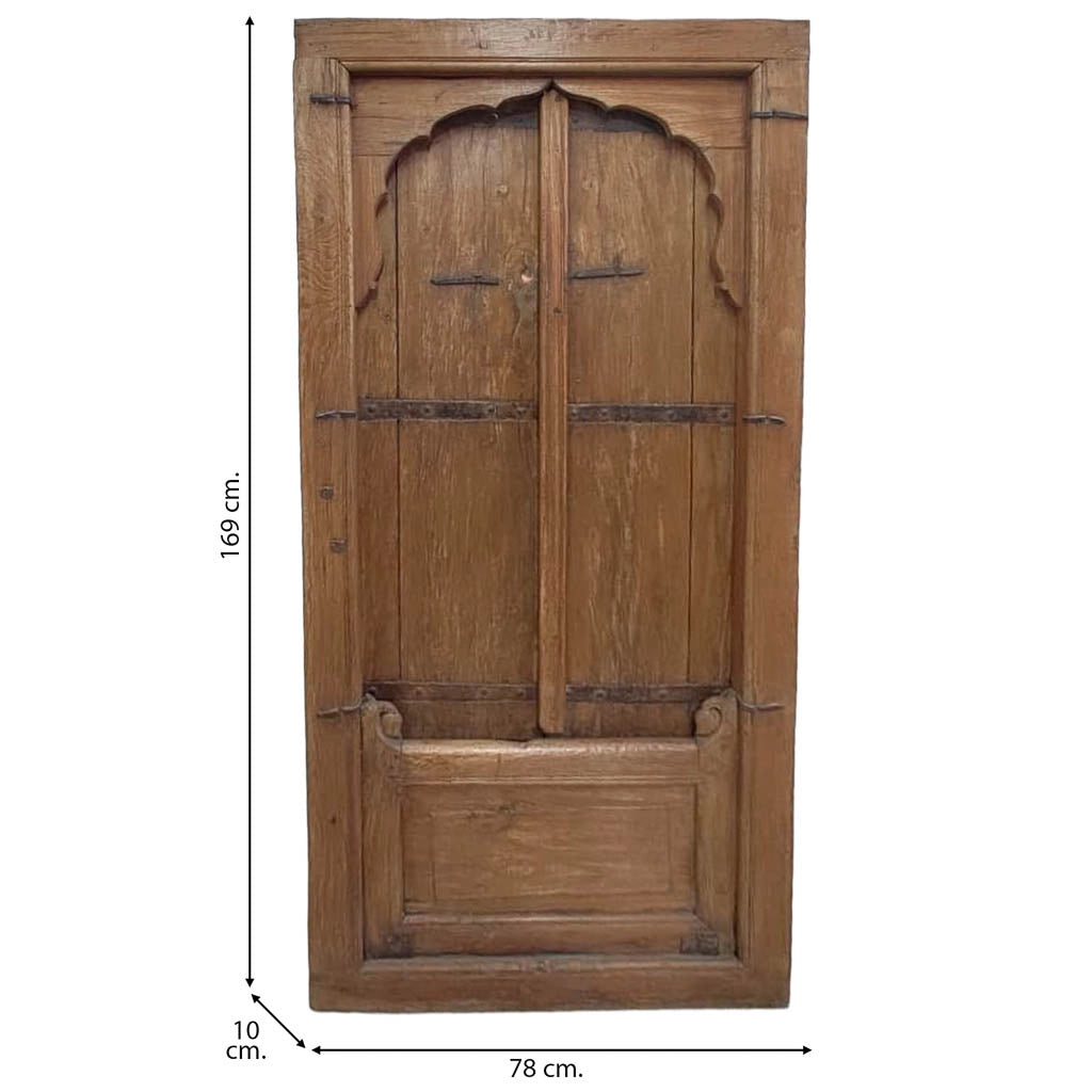 Finestra in legno con finitura artigianale marrone, 78x10x169h cm