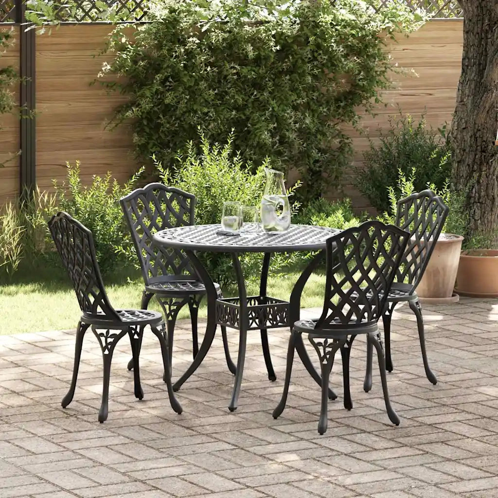 Set da Pranzo per Giardino 5 pcs Nero Alluminio 3334709