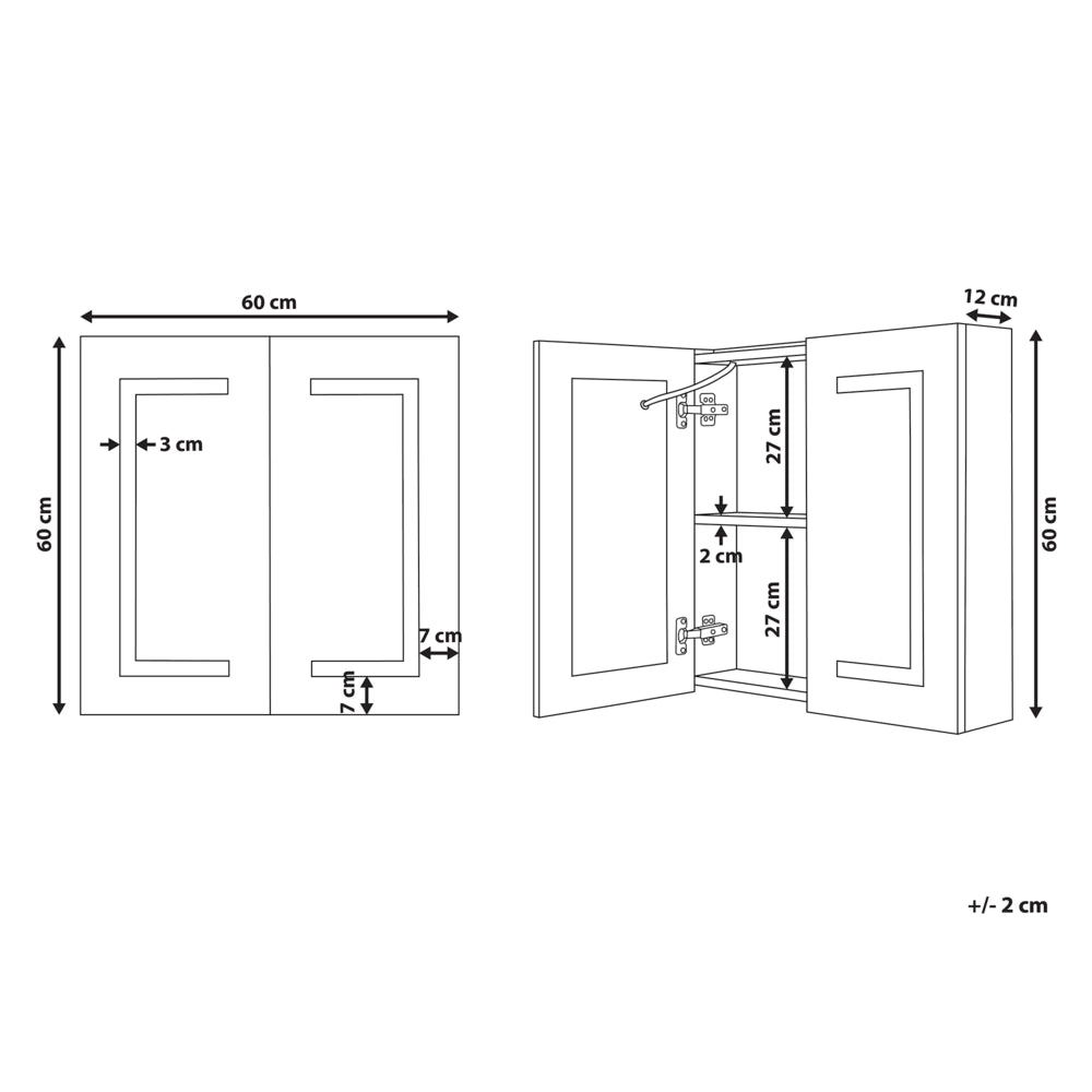 Moderno Armadietto a Muro da Bagno Nero a Specchio 88 x 40 x 35 cm