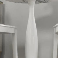 Tavolo da pranzo rotondo in acciaio verniciato a polvere, in MDF con melamina, con piedini antiscivolo, 70 x 74 cm, Bianco
