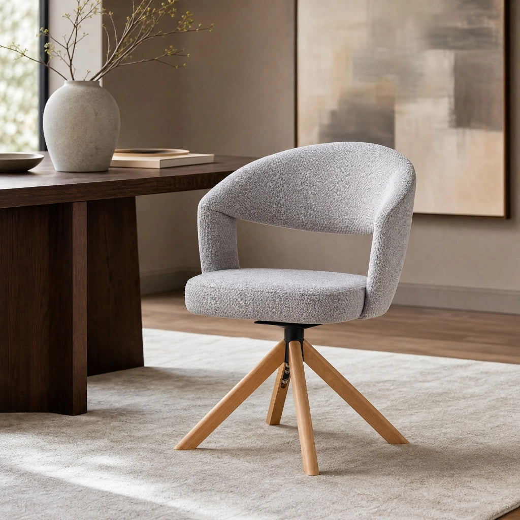 SEDIA Girevole Set da 2 pezzi Tessuto grigio e legno massello