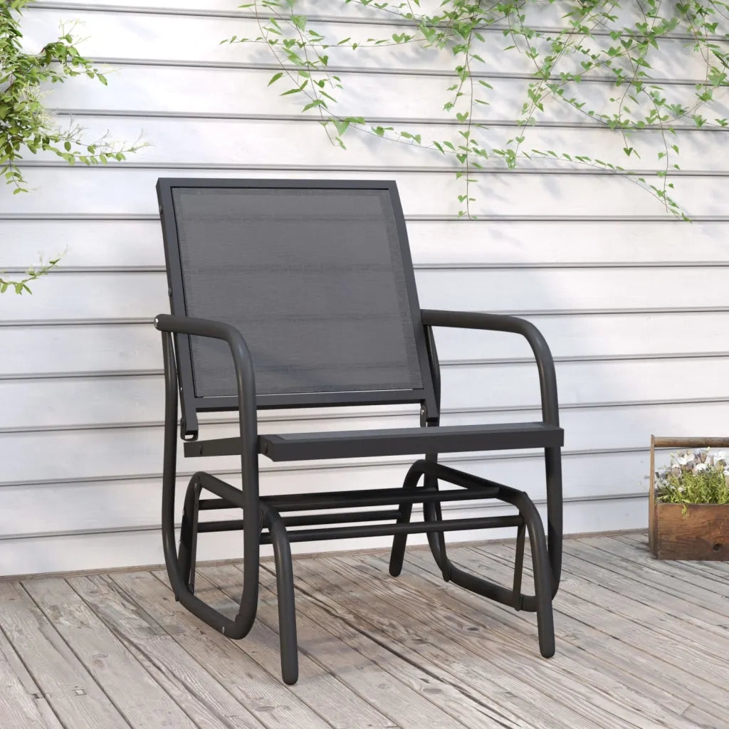 Sedia a Dondolo da Giardino Nera 61x76x87cm Textilene e Acciaio CFW1741808