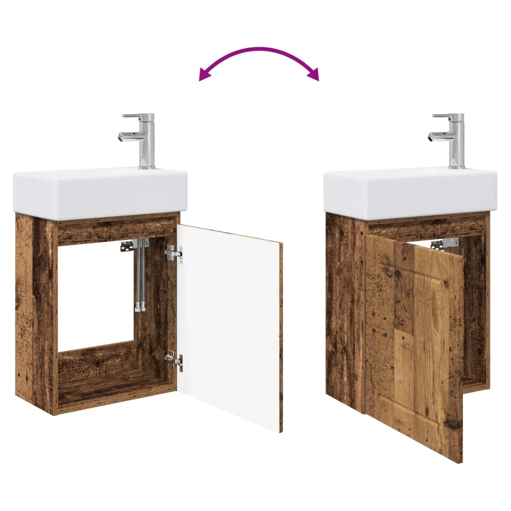 Mobile bagno con rubinetto Legno antico 45,5 x 25,5 x 84 cm 889499