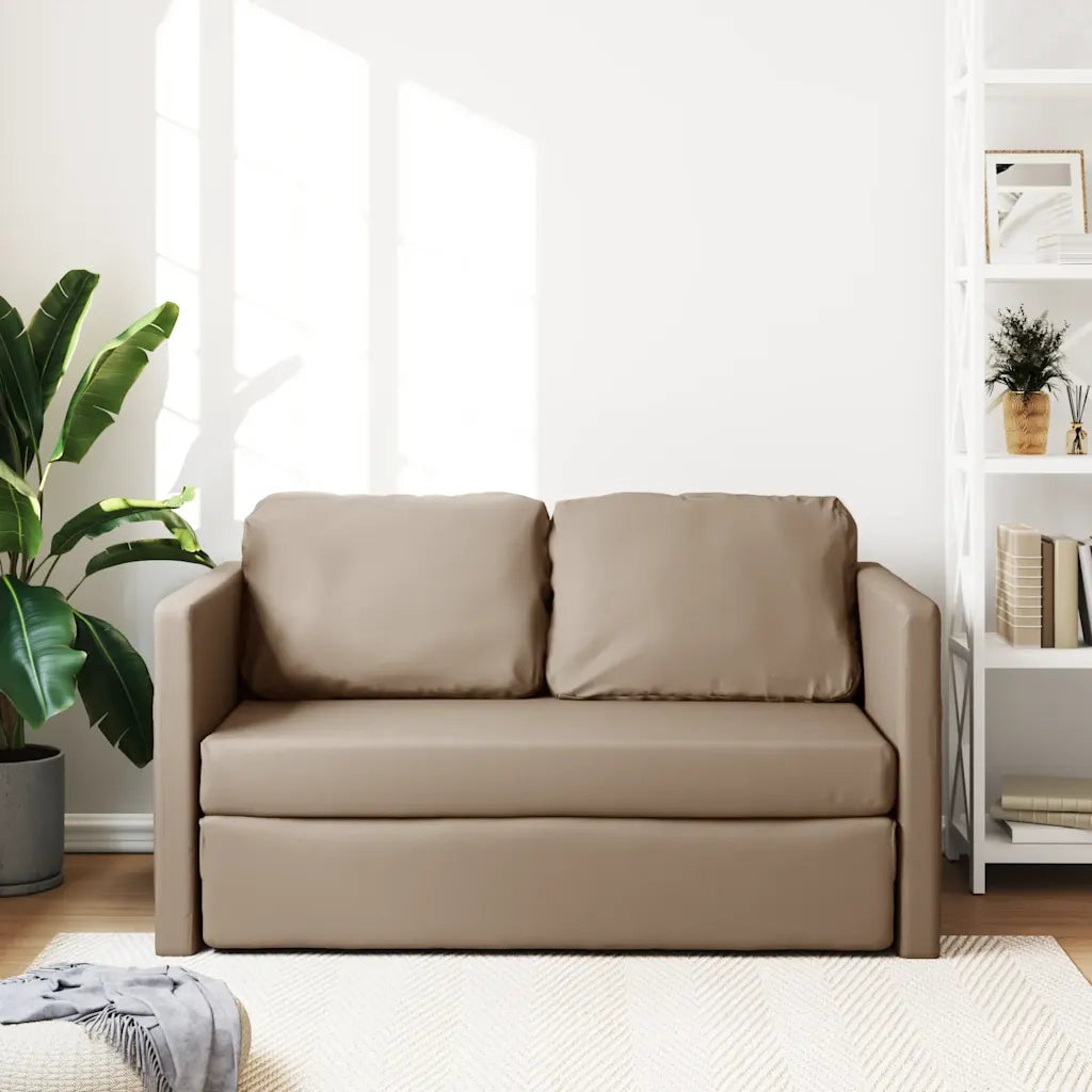 Divano letto | Sof¨¤ letto | Letto singolo da Terra 2 in 1 Cappuccino 112x174x55cm Similpelle