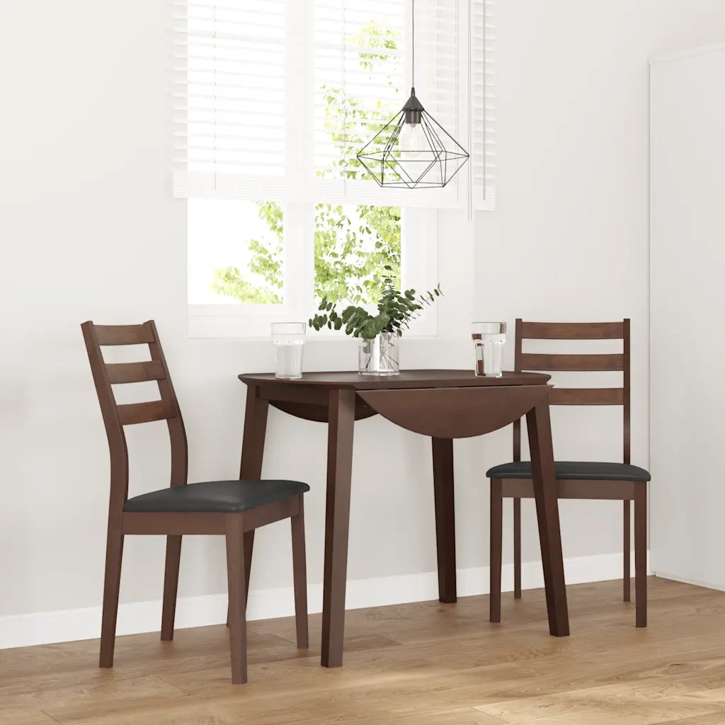 Sedie da Pranzo con Cuscini 2pz Marrone Legno Massello di Hevea 4102516