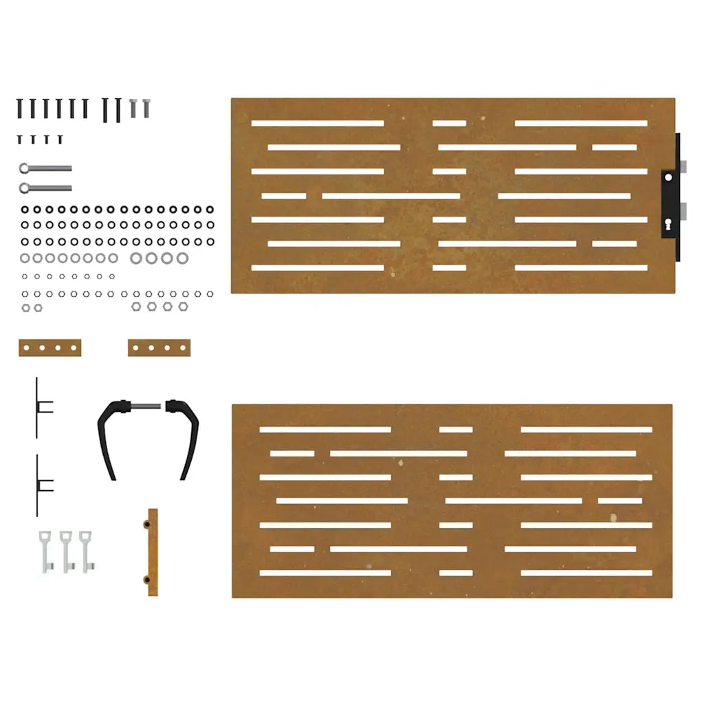 Cancello da giardino 85x125 cm in acciaio Corten design quadrato 153246