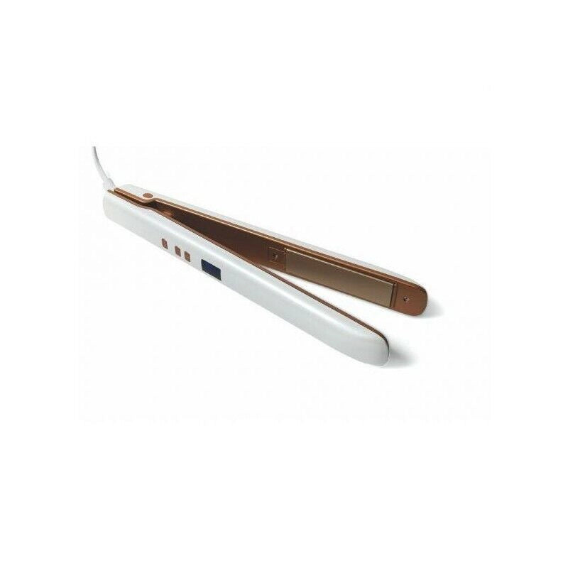 PIASTRA PER CAPELLI DIGITALE IN ACCIAIO E PLASTICA 30 W IN COLORE BIANCO ORO