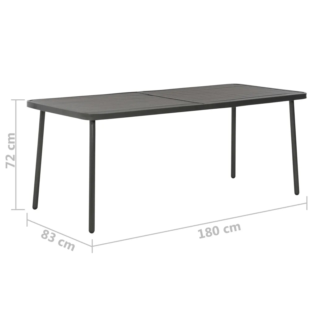 Set da Pranzo da Giardino 9 pz in Acciaio Grigio Scuro 46633
