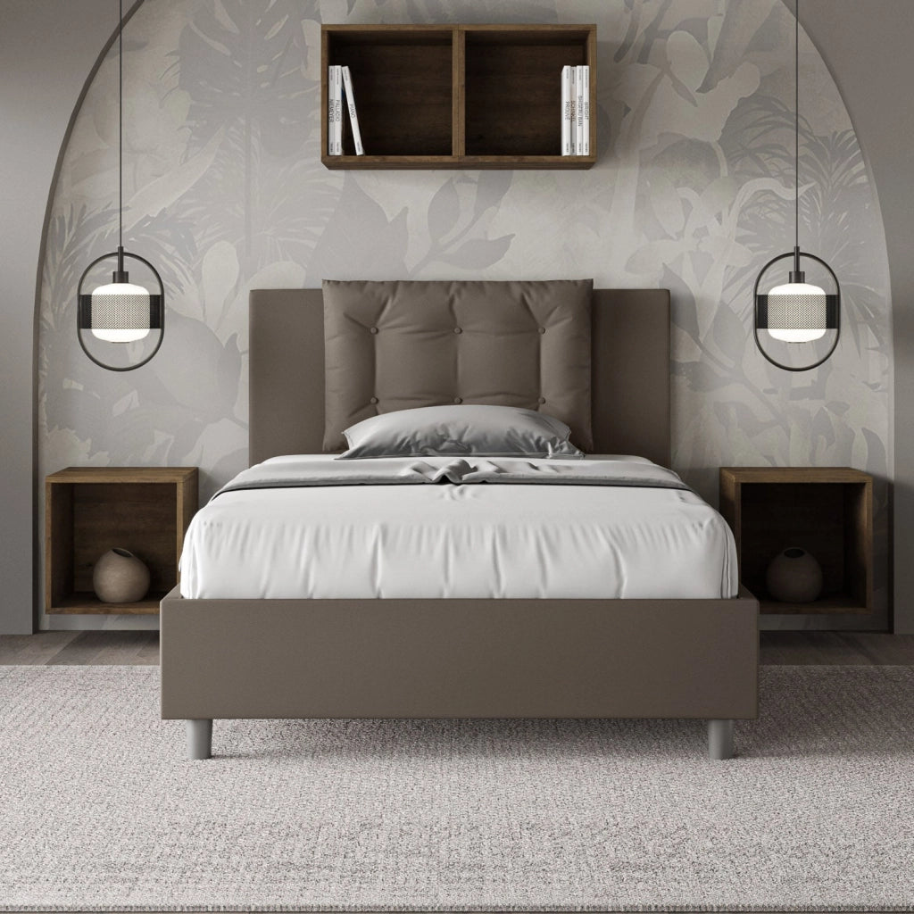 Letto 1 Piazza e Mezzo 120x210 cm con Rete Annalisa Cappuccino