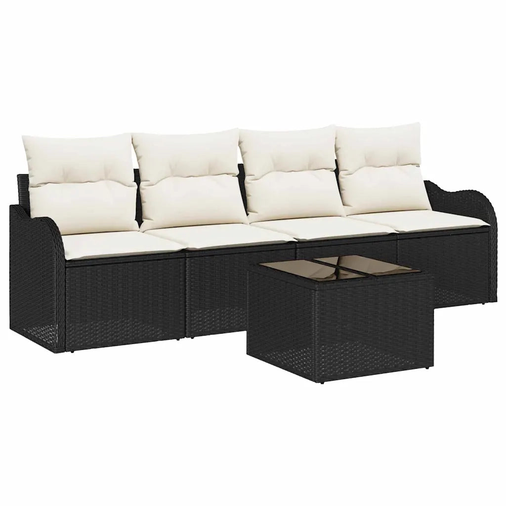 Set Divano da Giardino | Set Salotto da Giardino Nero polyrattan
