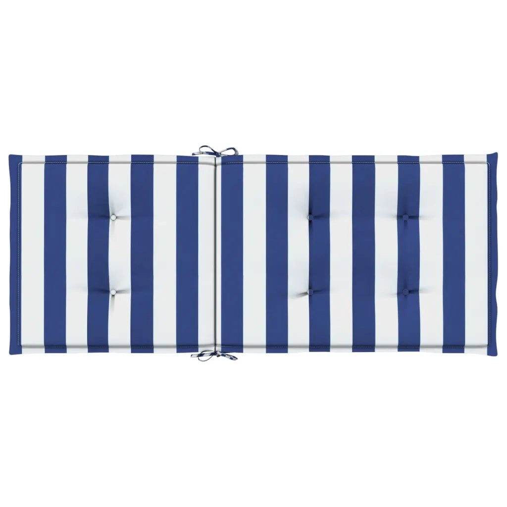 Cuscini Sedia Schienale Alto 2 pz Strisce Bianche e Blu Tessuto 361253