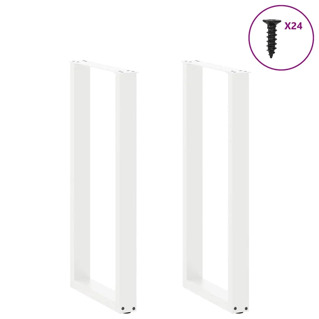 Set di 2 gambe per tavolo da bar a forma di U con piedini regolabili 50 x 100 cm design moderno acciaio bianco 02_0057473