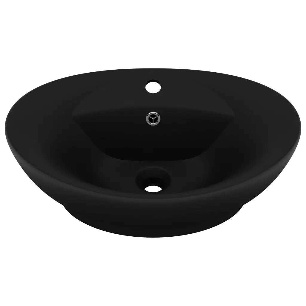Lavandino con Troppopieno Ovale Nero Opaco 58,5x39cm Ceramica 146942