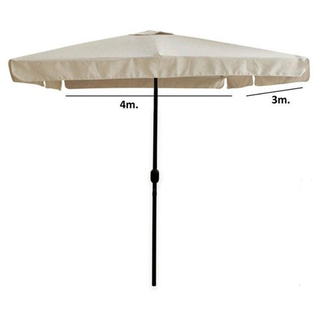 Trade Shop - Ombrellone Da Giardino 3x4 Mt Arredo Esterno Balcone Terrazzo Patio Beige 223236 -