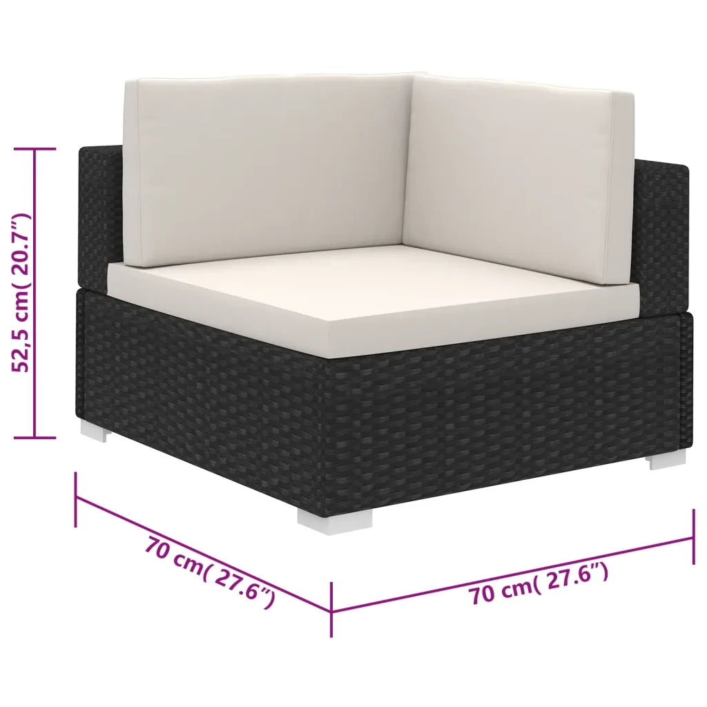 Set Divani da Giardino 6 pz | Set Salotto da Giardino con Cuscini in Polyrattan Nero