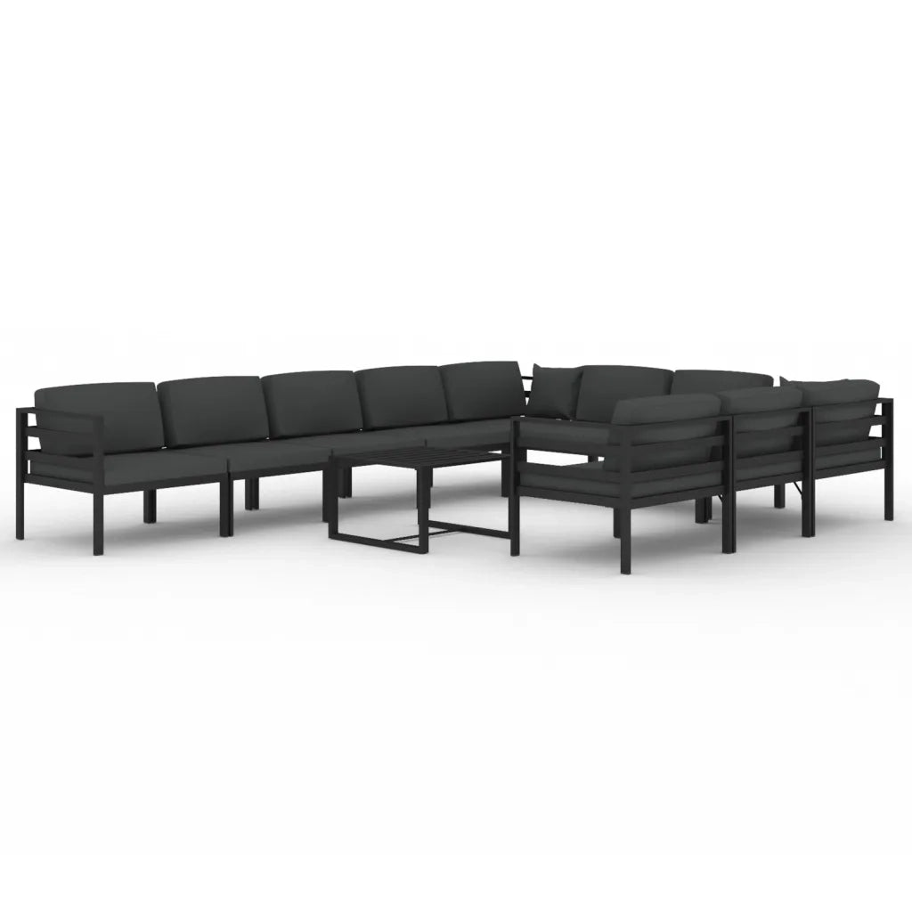 Set Divani da Giardino 11 pz con Cuscini in Alluminio Antracite cod mxl 35669