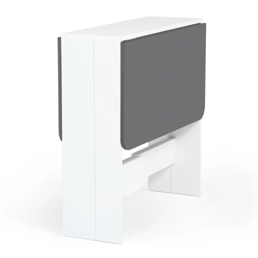 IDMarket - Tavolo consolle pieghevole EDI 2-4 persone legno piano bianco grigio