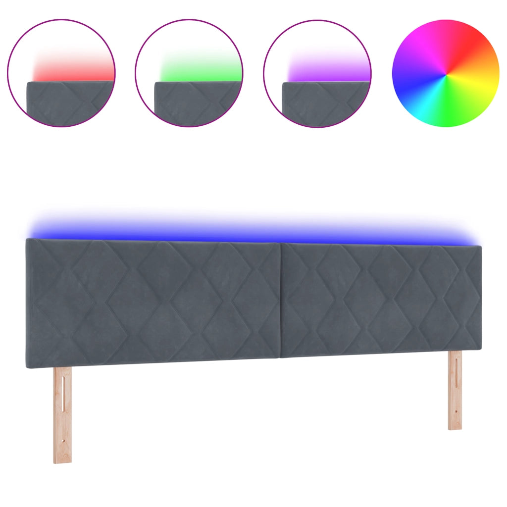 Testata a LED Design a Rombi Grigia Scura 180 cm in Velluto