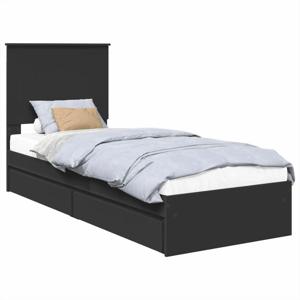 Letto con Contenitore Nero 75 x 190 cm Legno multistrato