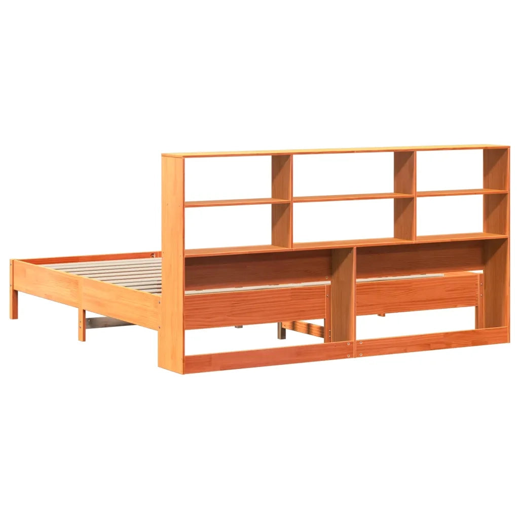 vidaXL Letto Libreria senza Materasso Marrone Cera 200x200 cm in Pino