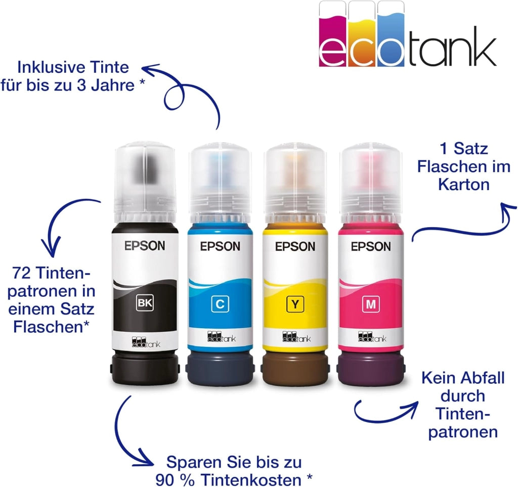EcoTank ET-2876 - Stampante multifunzione per serbatoi di inchiostro Wi-Fi A4, con scorta di inchiostri inclusi fino a 3 anni