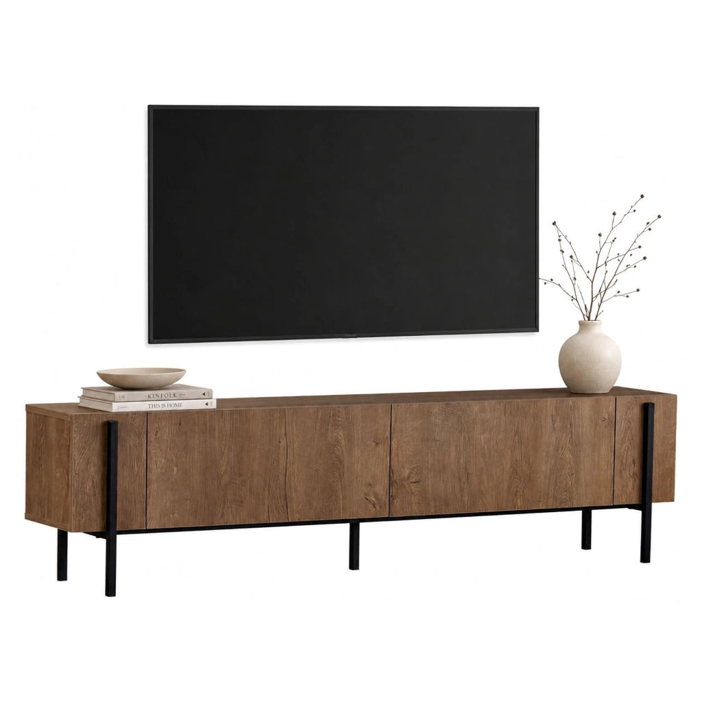 Noga, Mobile Porta tv 2 Ante, 180x30x45h cm Marrone Rovere Rustico
