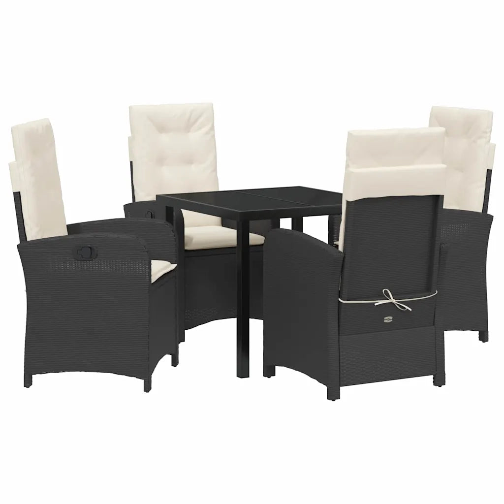 Set da Pranzo per Giardino con cuscino 5 pcs Nero polyrattan 3380254
