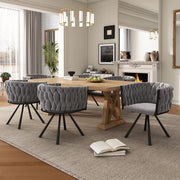 Set di 6 sedie da pranzo girevoli in velluto grigio