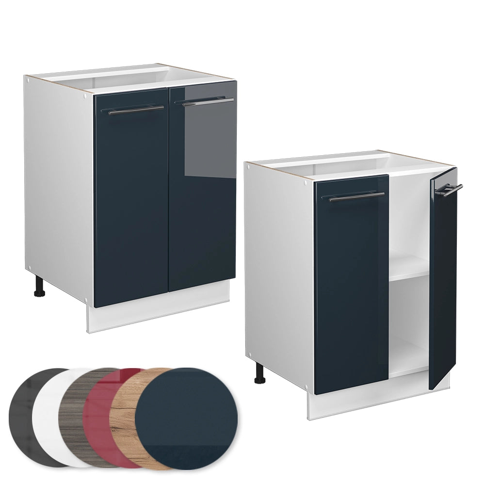 Vicco Mobiletto base cucina Blu scuro lucido 60 cm senza piano di lavoro