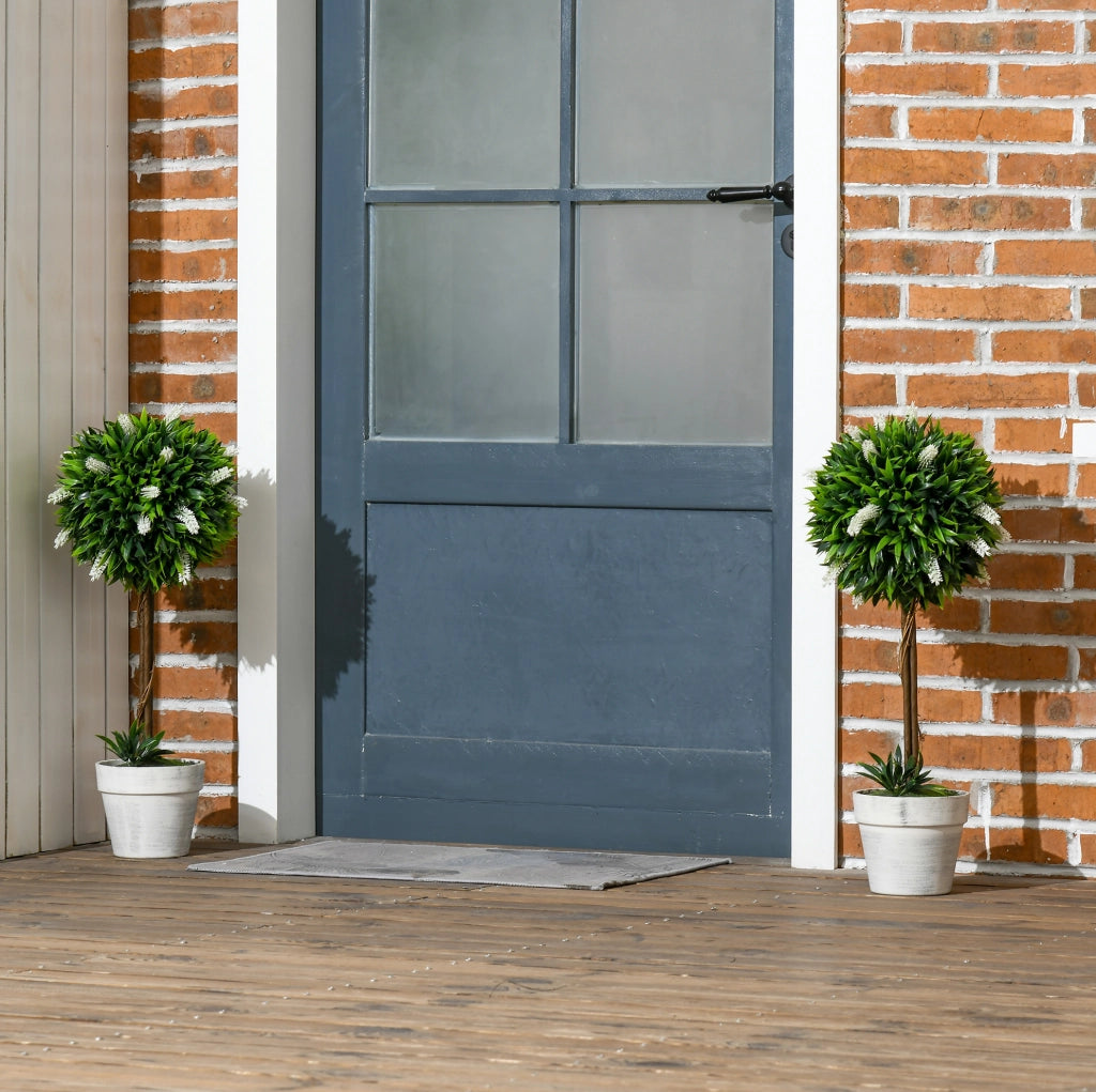 Lavanda artificiale 2 pezzi 60 cm in plastica bianca per decorazione interna