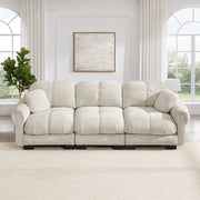 Divano 3 posti ¨C Minimal ¨C khaki chiaro, tessuto trapuntato, con cuscini
