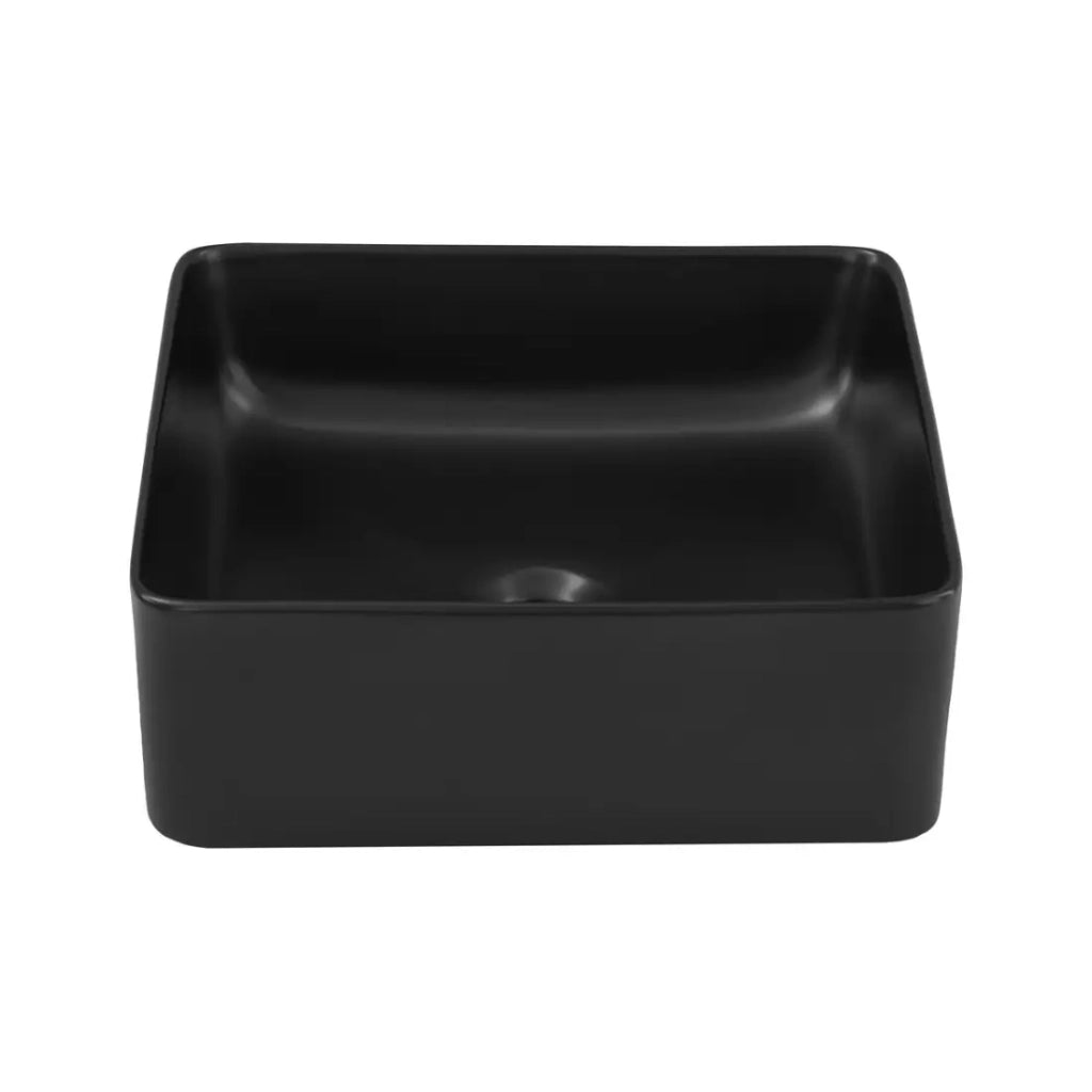 Lavabo da appoggio quadrato 37x37 cm nero opaco con piletta click-clack nera inclusa