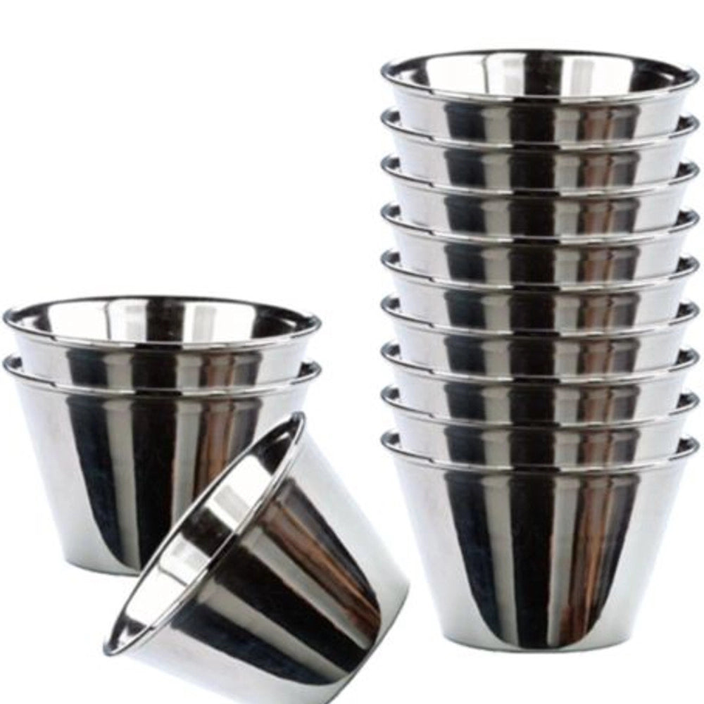 Trade Shop - Mini Stampi Per Budini Dolci Set Da 12pezzi In Acciaio Inox Dimensione Diam 7cm -